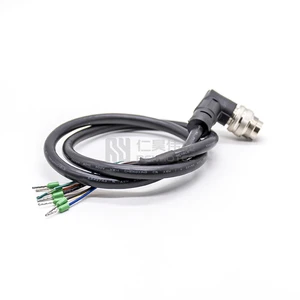 M16 8Pin Male Right Angle Connector I/O Cable with VE Cold Press Terminal Plug