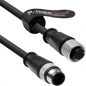 Alvin's M12 A-Code 17-Pin Male/Female Shielded PVC Jacket Ethernet Cable High-Flex 9.84ft/3m Industrial Automation PROFINET/IP