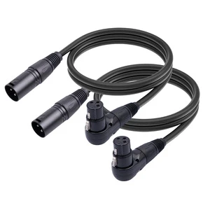 90 Degree XLR Cable 3 Pin Male to Female Audio Cable Right Angle Microphone Extension Cord for Stage Speaker Mixer