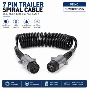 Heavy Duty Truck ABS EBS Spiral Cable 7 Core Trailer Power Cord 189100770255 for FAW J6 JH6 Tractor Truck