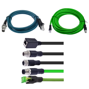 M12 D Coded 4 Pin to RJ45 Cat5e Profinet Industrial Ethernet Cable IP67 Shielded Network Cable for PLC Machine Automation