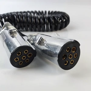 New Wholesale Heavy Duty Trailer Extension Coiled Cable 7Pin 24V Electrolytic Copper Electrical Wiring Connector