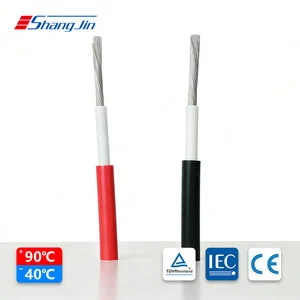 Red/Black PV1-F Photovoltaic Cable Tinned Copper XLPE 4mm/6mm/10mm IP67 Rated AC1000V Power Station Cable 1 Core ShangJin Brand