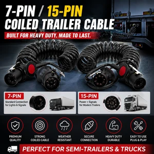 High Flexibility Anti Crack Low Temp Resistant 12V-24V 7 Core Spiral Trailer Cable for Industrial Tractor 7 Way Wire