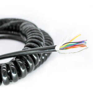 DERUL-HWSC 16 Cores Copper PVC TPU Jacket Black Electronic Handwheel Spring Wire Spiral Cable Extend 3m CE/ISO9001 for