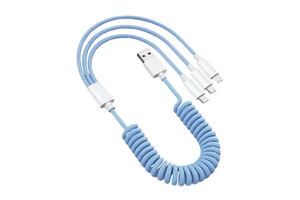 3 in 1 Flexible Spiral Coil Spring Charging Data Sync Cables for IPhone Xiaomi Oneplus Car Charger Cable