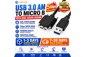 Factory OEM USB 3.0 Right Angle A to Micro B M2 Locking Screws Cable 5Gbps Industrial Data Cord for Machine Vision Camera