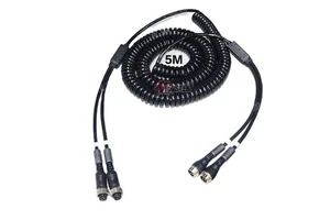 Factory Supply IPoster Spring Extention Cable Waterproof for Truck Trailer Reversing Camera 5M 4PIN 2channel Cable