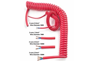 2-core 3-core Red H05BQ-F H07BQ-F PU Spiral Cable Spring Cable Electrical Extension Cord Coiled Wire Overhead