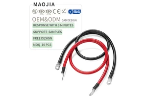 5 AWG 30 cm Black and Red 2pcs Battery Cable 16 mm 2 Copper Cable with Nickel-plated Terminal Ring Eyelets Car Battery Cable