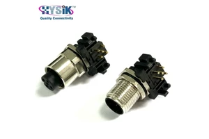 M12 5 Position A-Coded Right Angle Bend Pin PCB Panel Male Female Connector for Servo Motor Control Modules