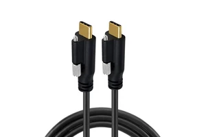 USB 3.1 Type-C with Panel Mount Screw to USB3.1 Data Cable Pd Charging Cables with Locking Connector for Camera 2M