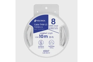 BOX 6 Reel with 10 m of THHW-LS 8 AWG white cable, VOLTECK