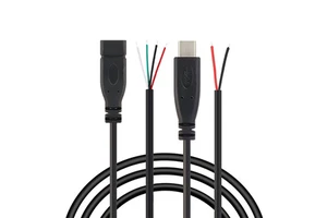 Stock 0.25m/1m/2m USB Type-C 2/4 Core PVC Open End Wire Cable for Computer Printer Barcode Scanner Camera 3A Fast Charging