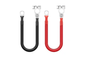 50cm 5AWG Heavy Duty Battery Inverter Cable Set Tinned Copper Clip to SC16-10 Lug Red Black PVC Power Wire for 12V 24V Solar RV