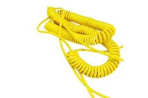 Custom Yellow Coiled Cable Spiral Spring Wire Harness for Signal Power Connection