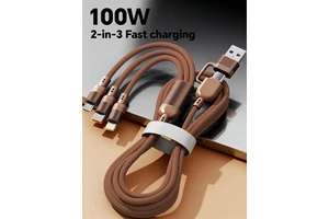 100W High-Speed 5-in-1 Nylon Braided USB Cable Fast Charging for IOS Camera Computer Micro USB Type-C Connectors Pure Copper