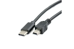 USB Type C to Mini B 5 Pin OTG Data Charging Cable with Braid Shielding Pure Copper Conductor PVC Jacket for Digital Camera