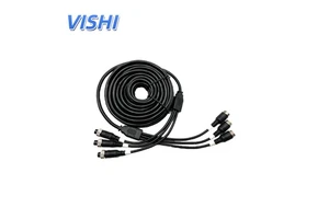 Vishi 3-CH 3 to 3 M12 Durable Waterproof Aviation Plug Video Spring Cable Special for Trailer Truck & Vehicle Reverse Camera