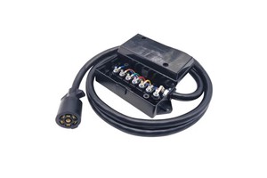 Black Color Heavy Duty 7Way Trailer Inline Cord US Standard 8feet Trainer Cord Cable for RV Autone Truck Trainer Campers