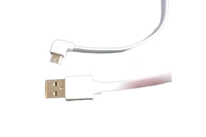 White 90 Degree Left Angled Micro USB Charging Cable with PVC Jacket Flat Ribbon USB Data Cord for Camera and Computer
