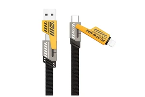 Zinc Alloy/Plastic PD 65W Super Fast Charging 4-in-1 Type-C & USB Data Cable with Nylon Jacket for Mobile Phones & Cameras