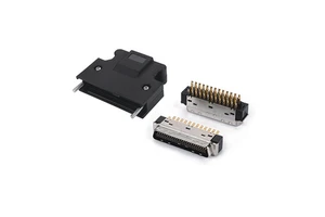 HPCN Male Solder Cable Mount 1.27 Pitch SCSI 50 Pin I/O Connectors with Plastic Cover Connector Accessories