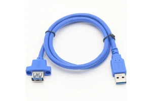 USB 3.0 AM AF Panel Mount Extension Cable Screw Lock 3A Fast Charging Copper Core PVC/PTFE/Nylon Insulated CE ROHS Custom Length