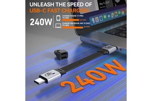 USB4 Type C Cable 240W PD Fast Charging Flat Flexible FPC Wire for Camera SSD Thunderbolt 4 Compatible Male to Male
