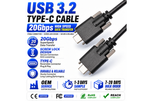 USB 3.2 Type-C Dual Screw Locking Cable 20Gbps Data Sync Fast Charge for Industrial Camera Vision System Machine Vision SSD