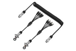 Solid 7-Pin Trailer Coil Cable Set for 4-Channel Rearview Camera Display Multi-Camera System for Trailers and Trucks