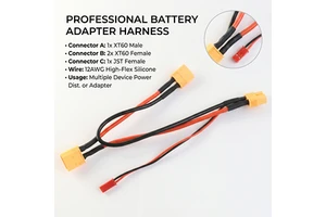 Customizable 12AWG 14AWG Silicone Wire XT60 XT90 To Dupont Battery Charging Connector Series Parallel Splitter Cable