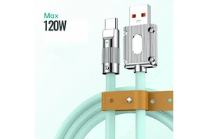 3/6/10ft 1/2/3m Zinc Alloy LED TPE Big OD 5A 120W Fast Charging Micro Android USB Type-C Data Cables for iPhone Samsung Charger