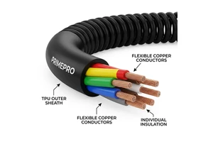 PRIMEPRO High Resilience Spiral Cable 7/12C TPU/PUR Retractable Trailer Spring Wire for Auto & Industrial Motion Control
