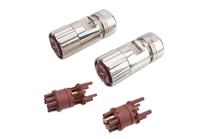 Heavy Duty Nickel Plated Brass High Current M40 Plug 6 8 Pin Circular Connector for Servo Motor
