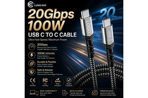 LUNGKAY Custom USB3.1 Gen2 100W 20Gbps Nylon Braided Data Cable 5A Fast Charging Thunderbolt 4 USB Type-C Custom Length Computer