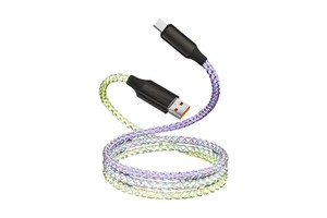High Quality Gradient LED RGB Type-C USB Cable with Braid Shielding Pure Copper Conductor for Mobile Phones IOS Devices Printers