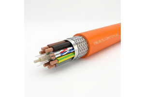 PrimePro 10M Cycles Composite Servo Cable | 3-in-1 Pwr+Sig+Brake | Hi-Flex Shielded PUR | Orange RAL 2003 | Robotic & CNC Grade