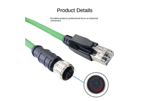 M12 D Code RJ45 Cat6e Gigabit 4-core High Flexibility Double Shielded EtherCat Industrial Ethernet Network IP67 PVC Jacket Pure
