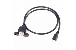 5-Pin Mini USB Male to USB 2.0 Female Socket Panel Mount Cable Cord for Cameras Computers