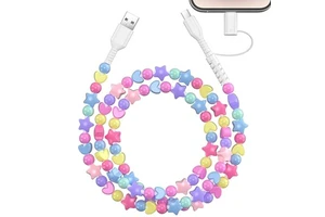 Ready Ship 2M USB 3.0 Beaded Type-C 2-in-1 Data Cable Braid Shielding 1 Year Warranty for Phones/Cameras/Computers Decoration