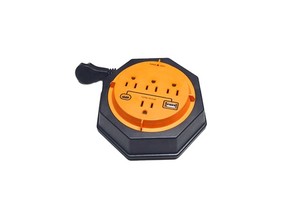 12FT Power Extension Cord Reel 4-Outlets 1-USB 1-Type-C NEMA Male AC Female US Plug 13A Rated Current SJTW Wire Type Outdoor Use