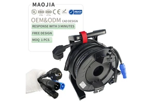EU/schuko Power Plug+XLR/DMX+Powercon Portable Spool Combo Multi-connector Cable Reel Drum for Stage Lighting Live Sound Systems