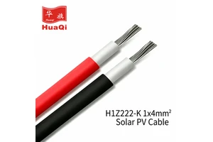 HUAQI H1Z2Z2-K 4mm2 Solar Cable DC1500V EN50618 UV Resistant for Rooftop PV System