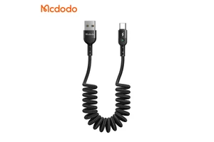 Mcdodo Factory Wholesales USB Type C Flexible Spiral Coil Spring LED Charging Data Sync Cables for Samsung Oppo Google Xiaomi