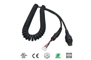 Customized IPX7 Waterproof Spiral Wiring Harness 26AWG PLO PIN 26AWG PP 26AWG PVC Jacket Rolled Wire for Wireless Communication