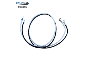 10AWG THHN Stranded Copper Industrial Battery-Controller Power Cable 36"(910mm) White Black Pair Ring Ferrule Terminals 600V