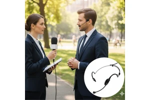 Compact Lightweight Metal Condenser Head-Worn Microphone Mic Set with Data Cable Black for Gym Use