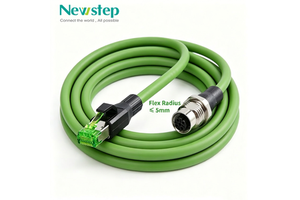 High Flex Robotic Cable M12 to RJ45 Cat6A Shielded Ethernet Cable for Servo/Robot Arm