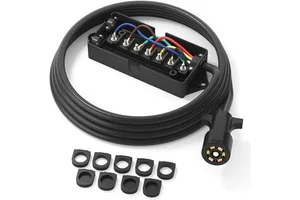 OEM PWR Heavy Duty 7 Way Plug Inline Trailer Cord Wire Pole Inline Light Trailer Wiring Harness Cable